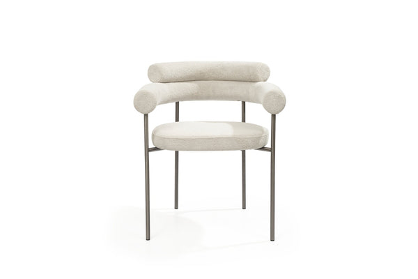 HomeRoots Dark Gray Boucle Dining Arm Chairs Set of 2 - Modern Open Back Design with Cozy Comfort & Style 719097