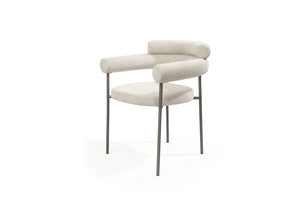 HomeRoots Dark Gray Boucle Dining Arm Chairs Set of 2 - Modern Open Back Design with Cozy Comfort & Style 719097