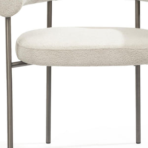 HomeRoots Dark Gray Boucle Dining Arm Chairs Set of 2 - Modern Open Back Design with Cozy Comfort & Style 719097
