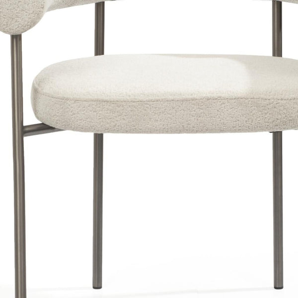 HomeRoots Dark Gray Boucle Dining Arm Chairs Set of 2 - Modern Open Back Design with Cozy Comfort & Style 719097