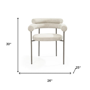 HomeRoots Dark Gray Boucle Dining Arm Chairs Set of 2 - Modern Open Back Design with Cozy Comfort & Style 719097