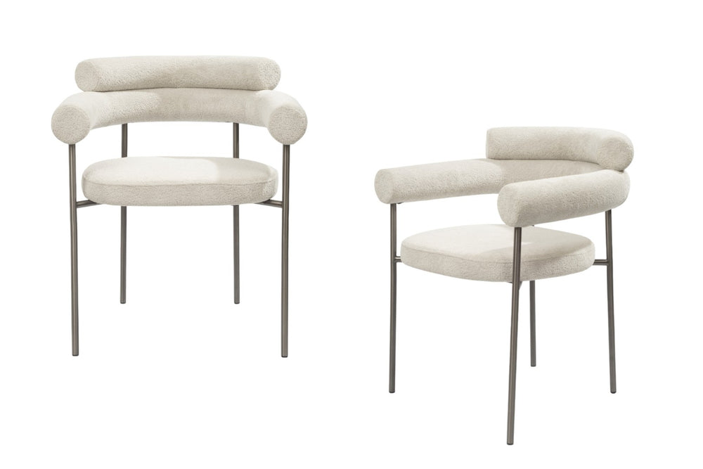 HomeRoots Dark Gray Boucle Dining Arm Chairs Set of 2 - Modern Open Back Design with Cozy Comfort & Style 719097