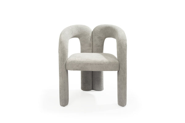 HomeRoots White Boucle Open-Back Arm Chair – Chic Modern Design for Dining, Living Room, and Versatile Spaces 719098