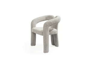 HomeRoots White Boucle Open-Back Arm Chair – Chic Modern Design for Dining, Living Room, and Versatile Spaces 719098