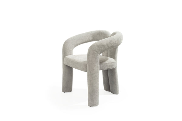 HomeRoots White Boucle Open-Back Arm Chair – Chic Modern Design for Dining, Living Room, and Versatile Spaces 719098