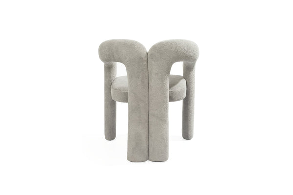 HomeRoots White Boucle Open-Back Arm Chair – Chic Modern Design for Dining, Living Room, and Versatile Spaces 719098