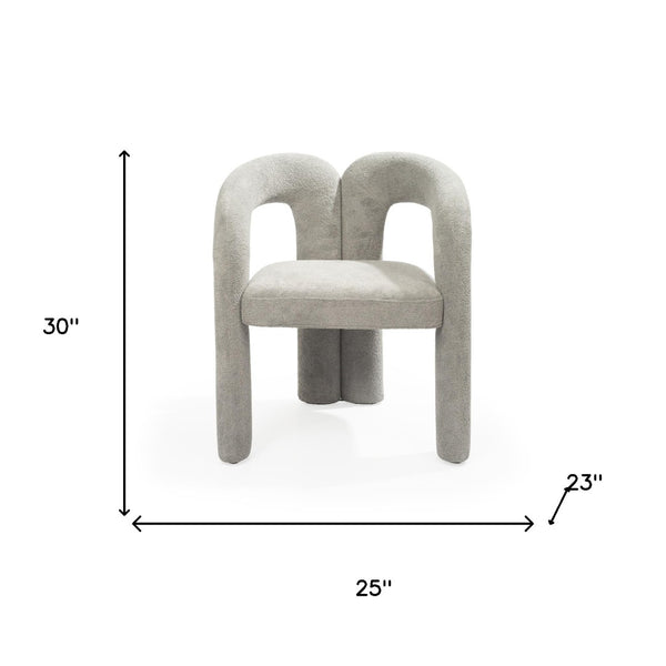 HomeRoots White Boucle Open-Back Arm Chair – Chic Modern Design for Dining, Living Room, and Versatile Spaces 719098