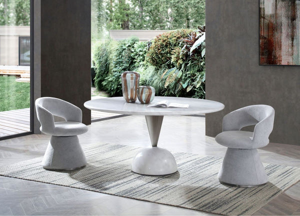 HomeRoots Gray Faux Leather Swivel Arm Chair – Modern Steel Frame Dining & Accent Seating for Versatile Spaces 719100