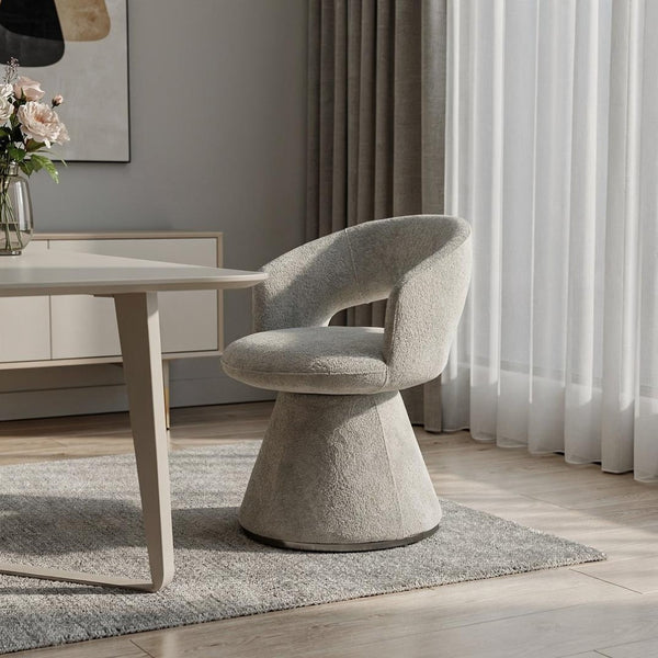 HomeRoots Gray Faux Leather Swivel Arm Chair – Modern Steel Frame Dining & Accent Seating for Versatile Spaces 719100