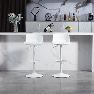 English Elm Bar Stools Set of 2 Adjustable Swivel Pu Leather Kitchen Island Seating with Back White W676P358683