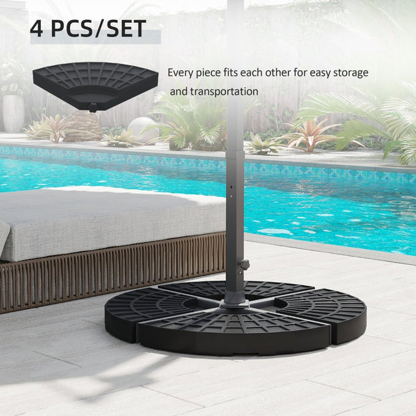 English Elm Outsunny 4-Piece Modular Patio Umbrella Base Set - Heavy-Duty, Weather-Resistant For Stability W2225P174202-GIGA