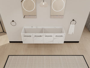 English Elm 60 Inch Wall-mounted Bathroom Vanity Cabinet with Soft-Close Doors, Eco Plywood, Scratch & Water-Resistant Finish White W999P208037