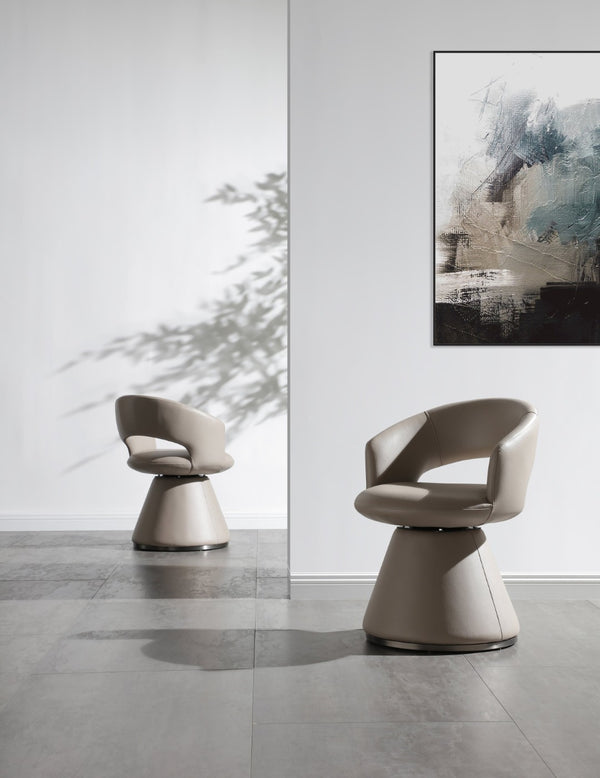 HomeRoots Set of Two Gray Faux Leather and Stainless Steel Open Back Dining Chairs for Modern Spaces 719101