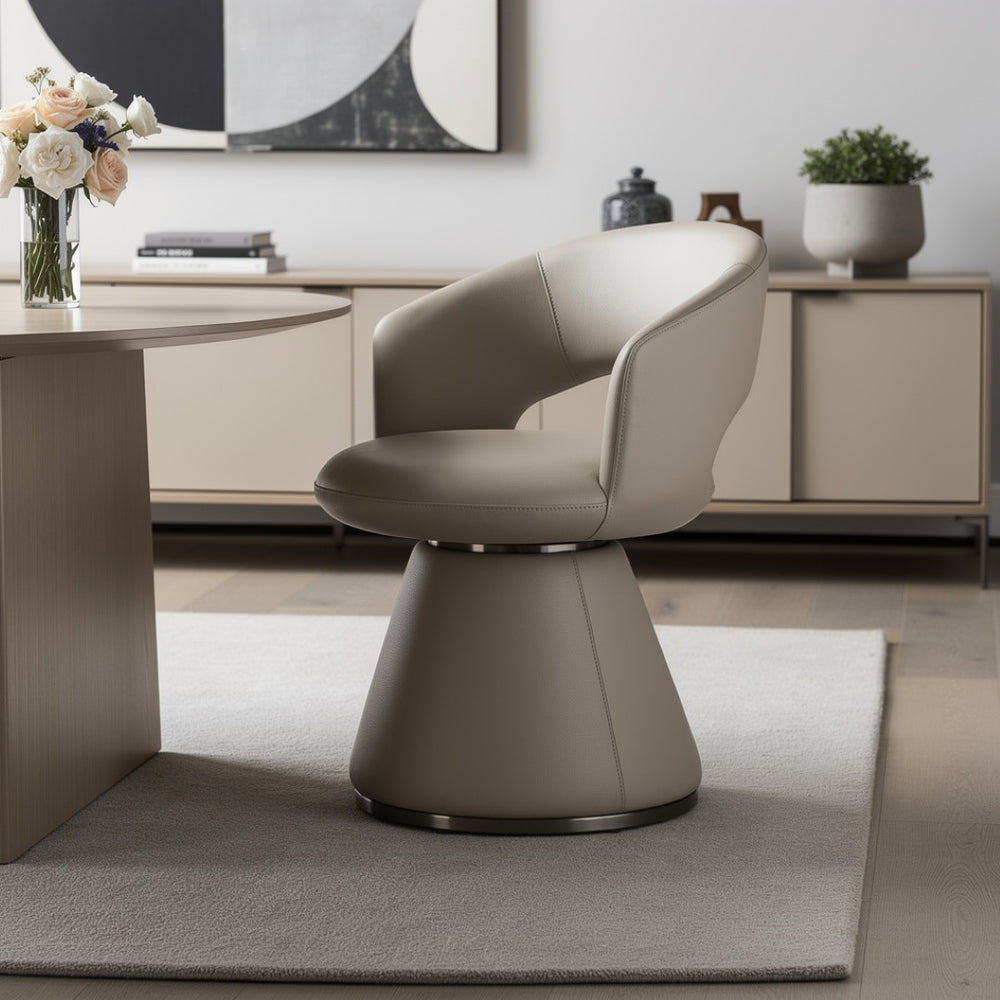 HomeRoots Set of Two Gray Faux Leather and Stainless Steel Open Back Dining Chairs for Modern Spaces 719101