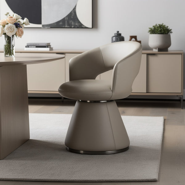 HomeRoots Set of Two Gray Faux Leather and Stainless Steel Open Back Dining Chairs for Modern Spaces 719101