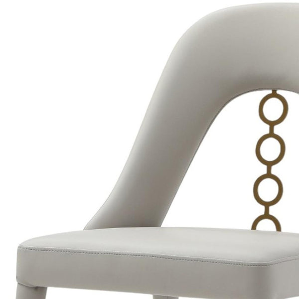 HomeRoots Set of Two Modern Light Gray Faux Leather Dining Chairs with Silver Stainless Steel Frames 719104