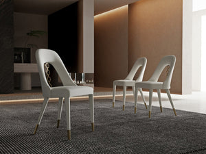 HomeRoots Set of Two Modern Light Gray Faux Leather Dining Chairs with Silver Stainless Steel Frames 719104