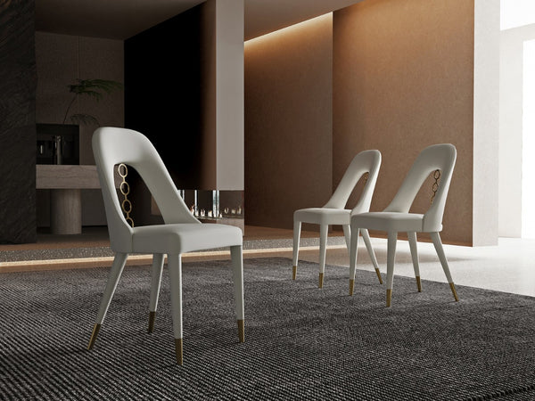 HomeRoots Set of Two Modern Light Gray Faux Leather Dining Chairs with Silver Stainless Steel Frames 719104