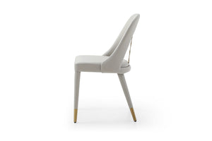 HomeRoots Set of Two Modern Light Gray Faux Leather Dining Chairs with Silver Stainless Steel Frames 719104