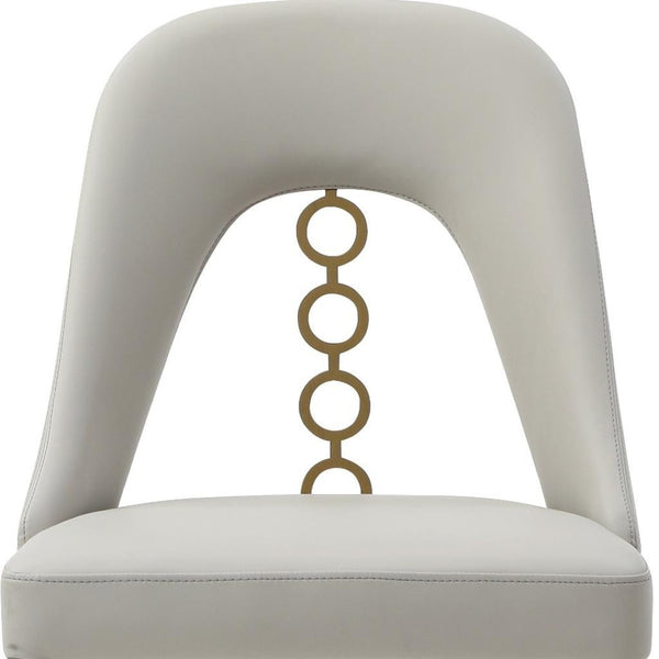 HomeRoots Set of Two Modern Light Gray Faux Leather Dining Chairs with Silver Stainless Steel Frames 719104