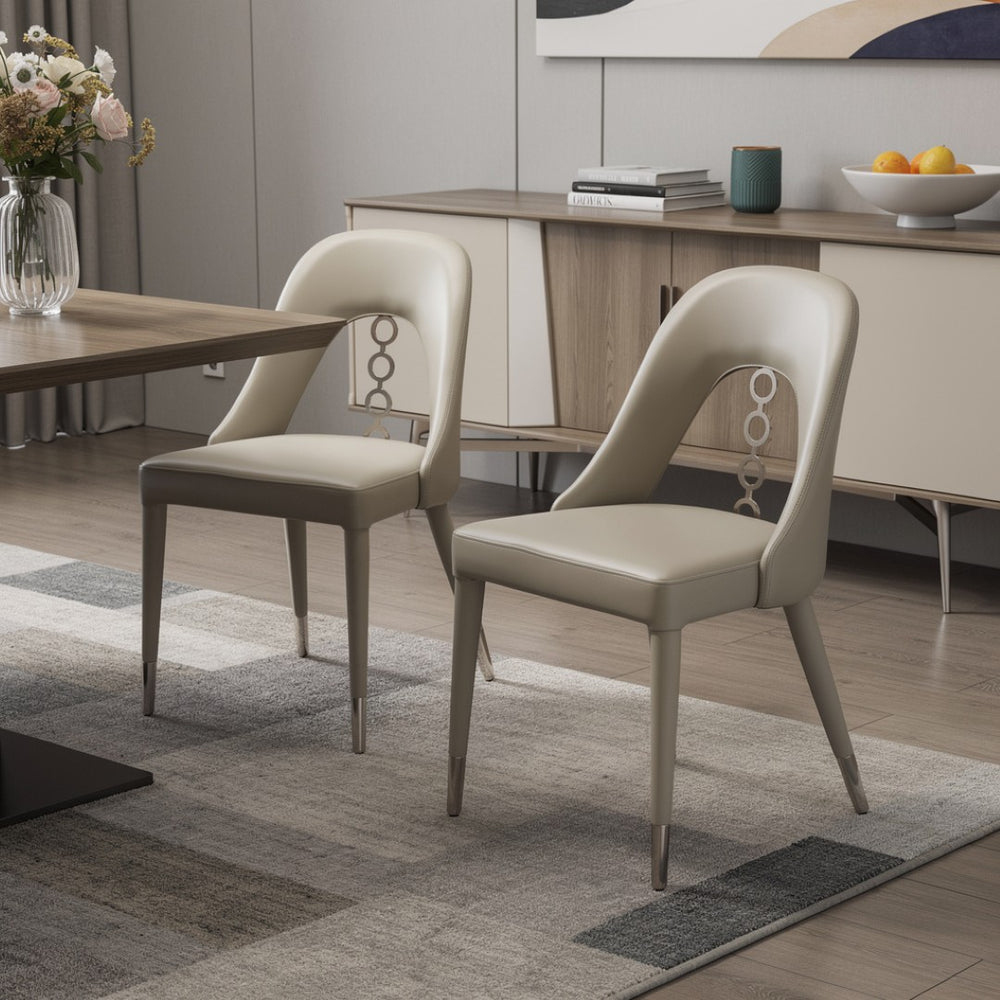 HomeRoots Set of Two Navy Blue & Black Faux Leather Dining Chairs - Modern, Durable, Versatile Accent Seating 719105