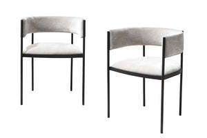 HomeRoots Black Faux Leather Arm Chairs Set of 2 - Sleek Steel Frame, Ergonomic Comfort for Dining & Living Spaces 719108