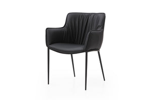 HomeRoots Brown Faux Leather Dining Arm Chair with Steel Frame - Modern Comfort for Dining & Accent Spaces 719109