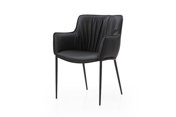 HomeRoots Brown Faux Leather Dining Arm Chair with Steel Frame - Modern Comfort for Dining & Accent Spaces 719109