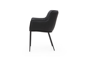 HomeRoots Brown Faux Leather Dining Arm Chair with Steel Frame - Modern Comfort for Dining & Accent Spaces 719109