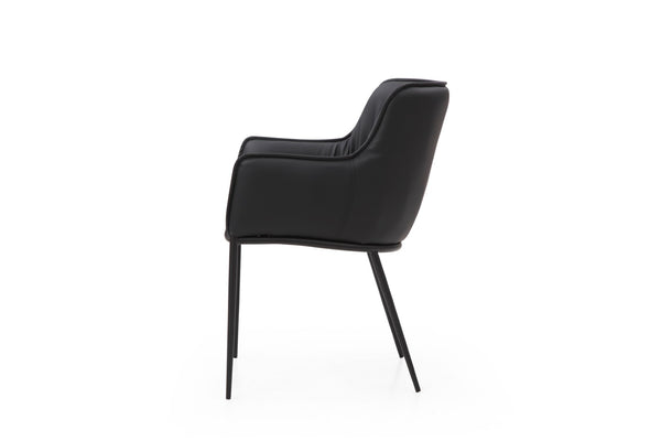 HomeRoots Brown Faux Leather Dining Arm Chair with Steel Frame - Modern Comfort for Dining & Accent Spaces 719109