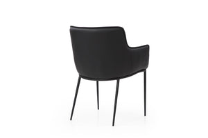 HomeRoots Brown Faux Leather Dining Arm Chair with Steel Frame - Modern Comfort for Dining & Accent Spaces 719109