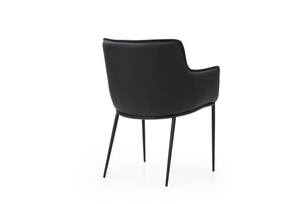 HomeRoots Brown Faux Leather Dining Arm Chair with Steel Frame - Modern Comfort for Dining & Accent Spaces 719109