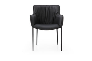 HomeRoots Brown Faux Leather Dining Arm Chair with Steel Frame - Modern Comfort for Dining & Accent Spaces 719109