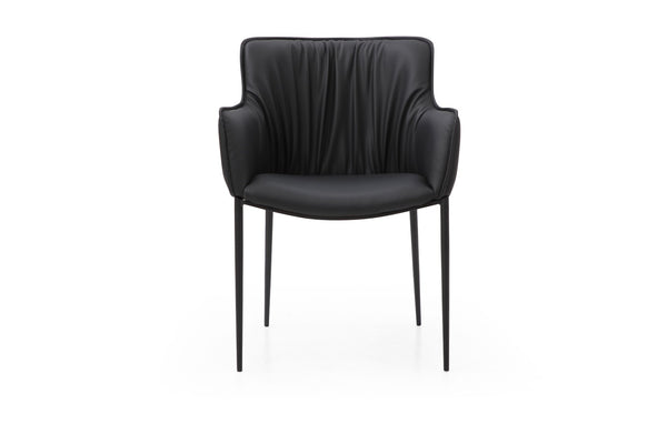 HomeRoots Brown Faux Leather Dining Arm Chair with Steel Frame - Modern Comfort for Dining & Accent Spaces 719109