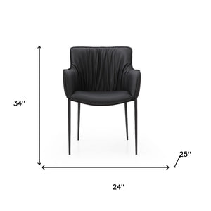 HomeRoots Brown Faux Leather Dining Arm Chair with Steel Frame - Modern Comfort for Dining & Accent Spaces 719109