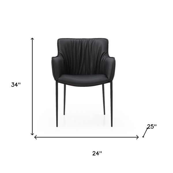 HomeRoots Brown Faux Leather Dining Arm Chair with Steel Frame - Modern Comfort for Dining & Accent Spaces 719109