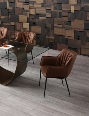 HomeRoots Taupe Contemporary Boucle and Faux Leather Dining Arm Chair – Stylish, Versatile Seating Solution! 719110