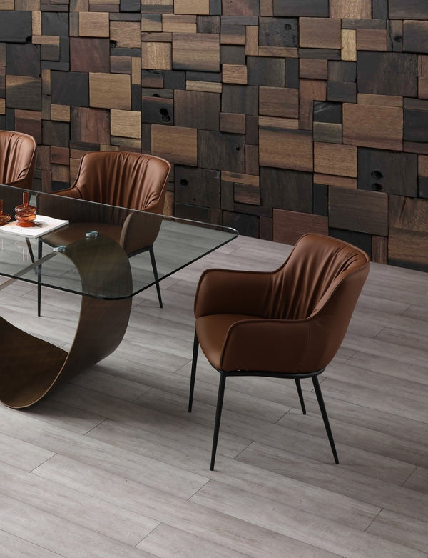 HomeRoots Taupe Contemporary Boucle and Faux Leather Dining Arm Chair – Stylish, Versatile Seating Solution! 719110