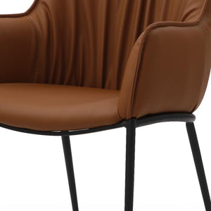 HomeRoots Taupe Contemporary Boucle and Faux Leather Dining Arm Chair – Stylish, Versatile Seating Solution! 719110