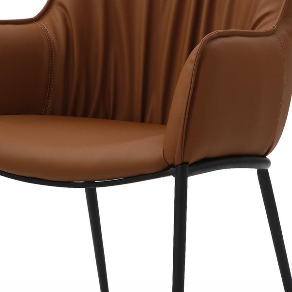 HomeRoots Taupe Contemporary Boucle and Faux Leather Dining Arm Chair – Stylish, Versatile Seating Solution! 719110