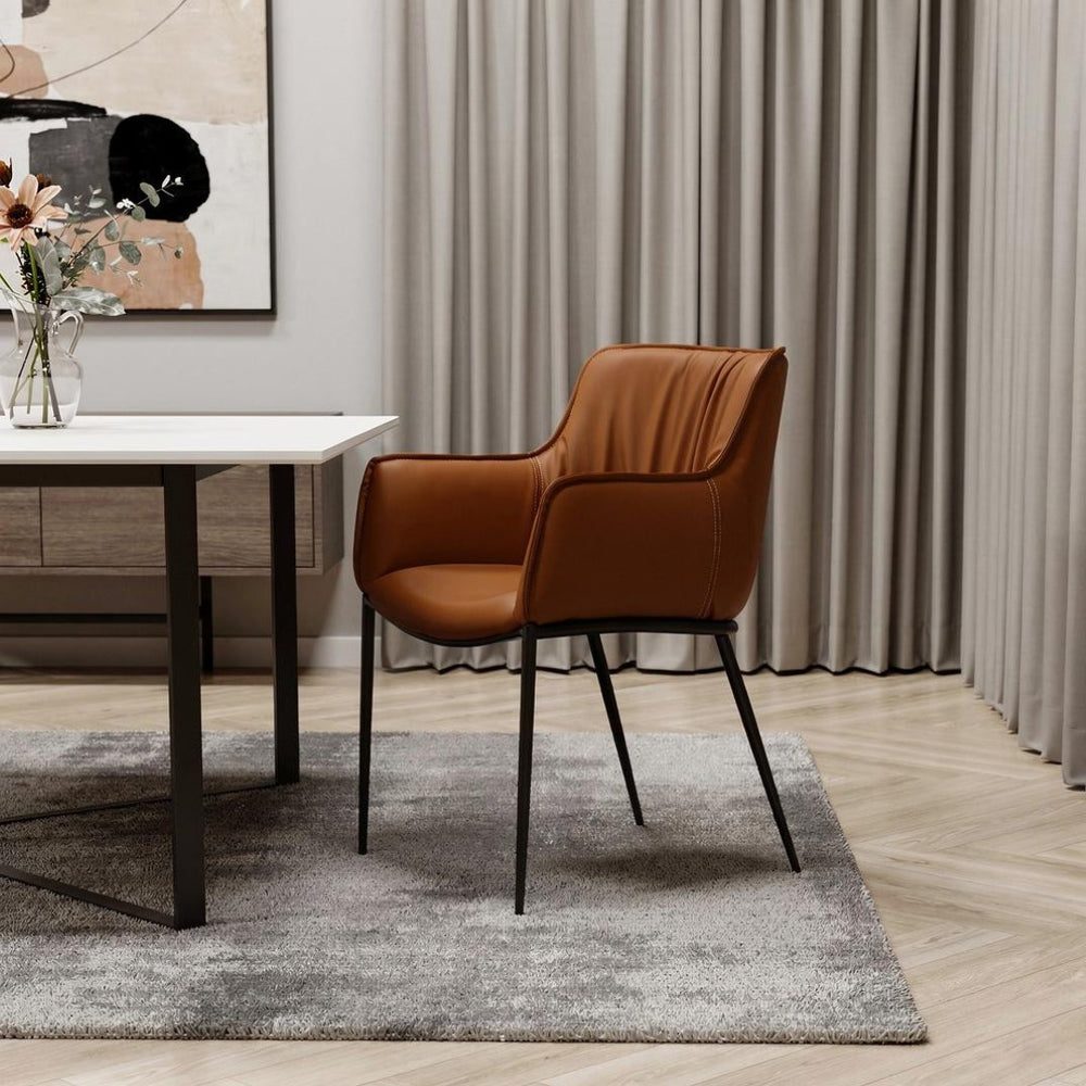 HomeRoots Taupe Contemporary Boucle and Faux Leather Dining Arm Chair – Stylish, Versatile Seating Solution! 719110