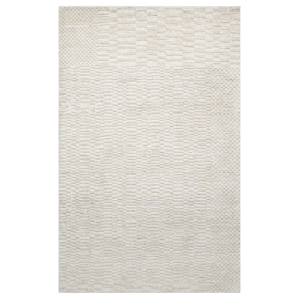 HomeRoots 4' Cream and Silver Abstract Area Rug - Modern Geometric Design, Durable, Easy Care for Any Space 719113