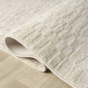 HomeRoots 4' Cream and Silver Abstract Area Rug - Modern Geometric Design, Durable, Easy Care for Any Space 719113