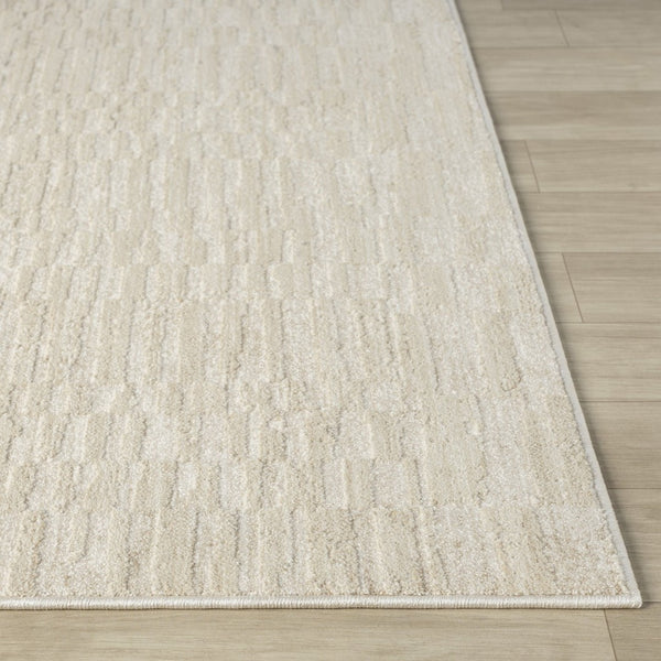 HomeRoots 4' Cream and Silver Abstract Area Rug - Modern Geometric Design, Durable, Easy Care for Any Space 719113