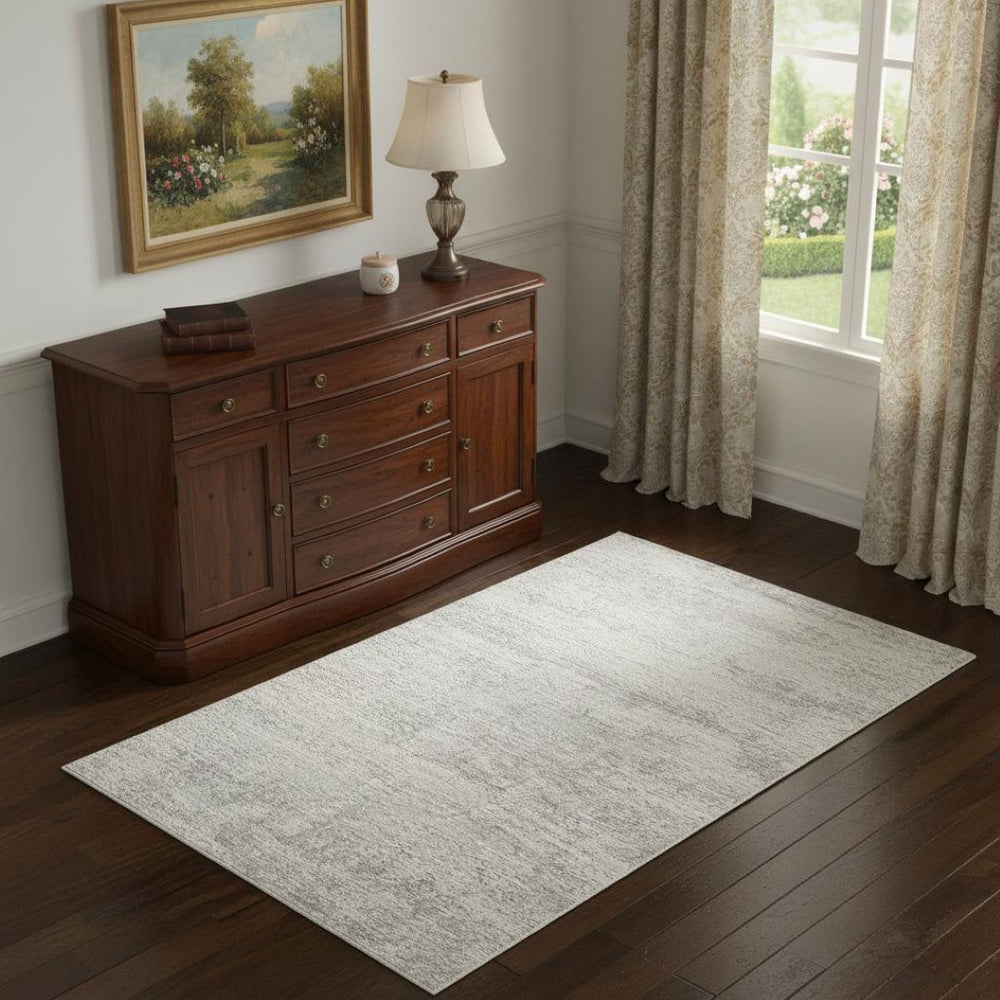 HomeRoots 4' Cream and Gold Abstract Area Rug - Contemporary Design for Luxurious Comfort and Durability 719114