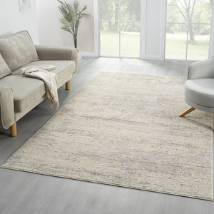 HomeRoots 4' Cream and Gold Abstract Area Rug - Contemporary Design for Luxurious Comfort and Durability 719114