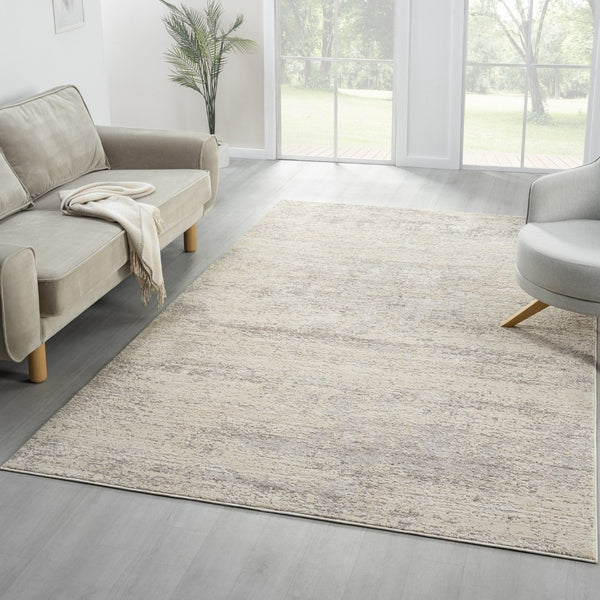 HomeRoots 4' Cream and Gold Abstract Area Rug - Contemporary Design for Luxurious Comfort and Durability 719114