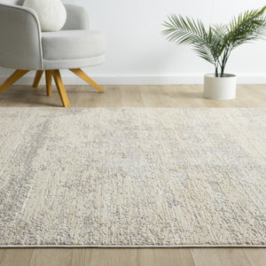 HomeRoots 4' Cream and Gold Abstract Area Rug - Contemporary Design for Luxurious Comfort and Durability 719114