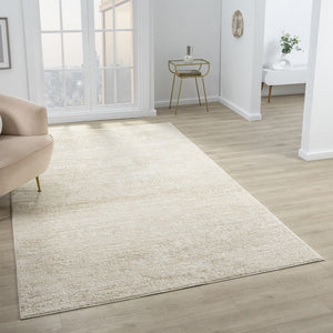 HomeRoots 4' Abstract Area Rug in Beige & Cream - Modern Elegance, Soft Texture, Stain-Resistant, 4' x 5' Size 719115