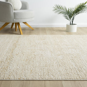HomeRoots 4' Abstract Area Rug in Beige & Cream - Modern Elegance, Soft Texture, Stain-Resistant, 4' x 5' Size 719115